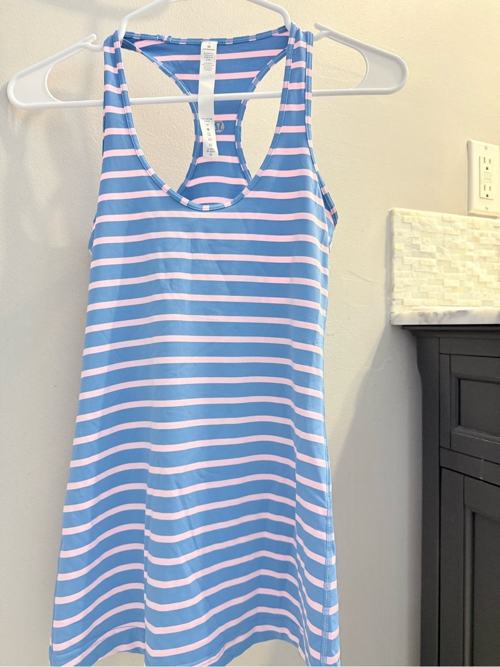 lululemon athletica Blue and Light Pink Striped Racerback Tank